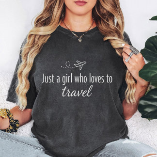 Camiseta Sólo una chica que ama viajar Diseño de avión