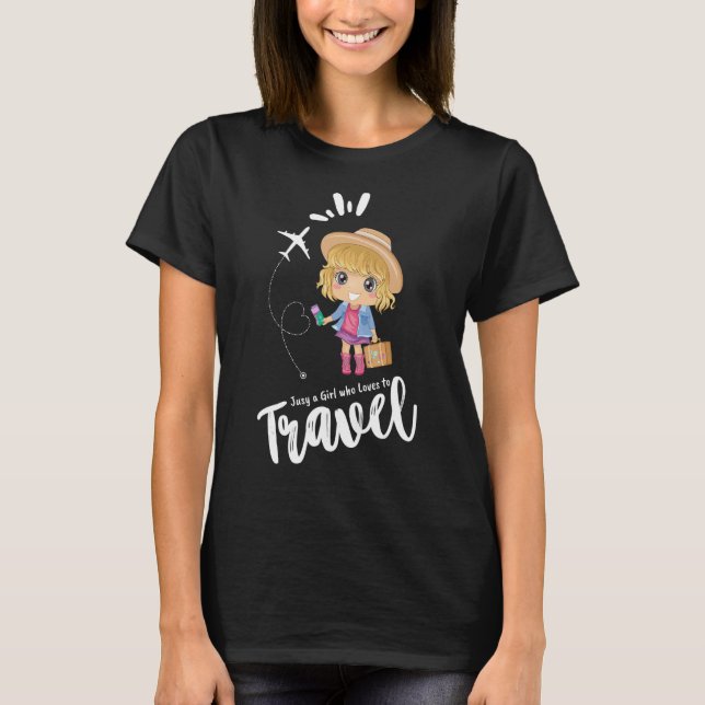 Camiseta Sólo una Chica que ama viajar tetas para mujeres N (Anverso)