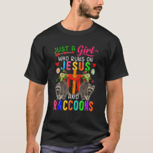 Camiseta Sólo Una Chica Que Corre En Jesús Y Mapaches Flora