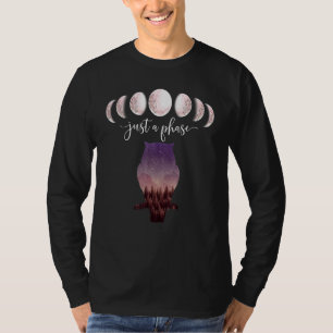 Camiseta Solo una fase Fases de la luna Búho nocturno Púrpu