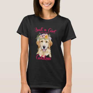 Camiseta Solo una niña que ama a los perros retriever dorad