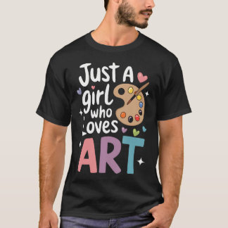 Camiseta Sólo Una Niña Que Ama El Arte Cute Regreso A La Es