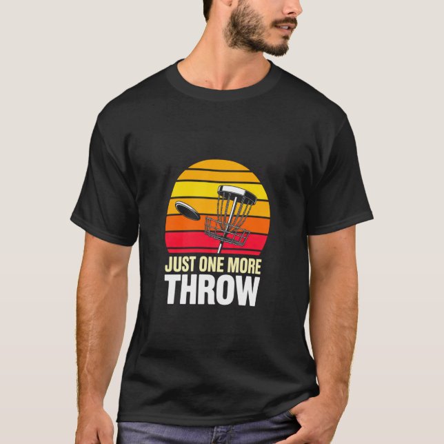 Camiseta Sólo una Tirada Más Disc Golf Atardecer Retro (Anverso)