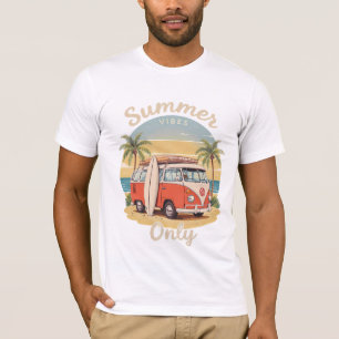 Camiseta Sólo Vibes de Verano - Escenario Retro Van Beach