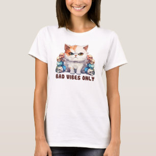 Camiseta Sólo vibraciones malas - Diseño gótico de gatos y 