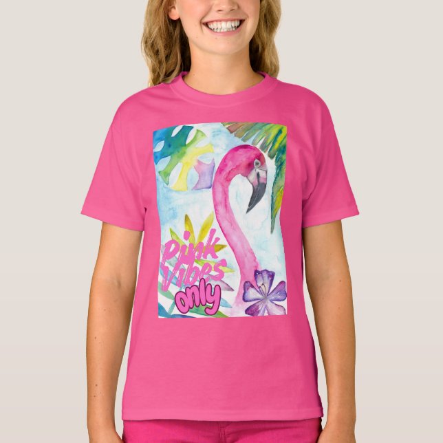 Camiseta Sólo Vibraciones Rosadas – Flamenco Rosa (Anverso)