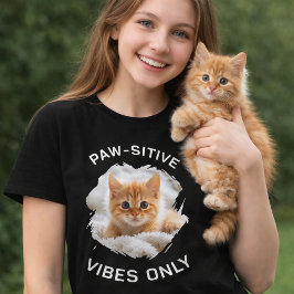 Camiseta Sólo vibraciones sensibles a la pata foto de gato 