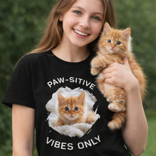 Camiseta Sólo vibraciones sensibles a la pata foto de gato 