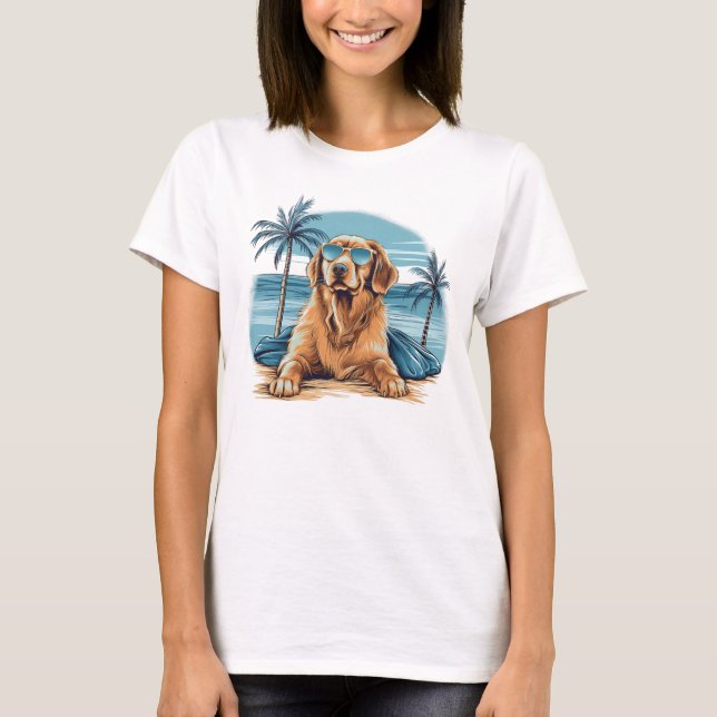 Camiseta soltero con gafas de sol en la playa (Anverso)