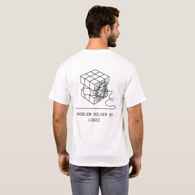 Camiseta Solucionador de Problemas mediante Lógica | Cubo d (Reverso completo)