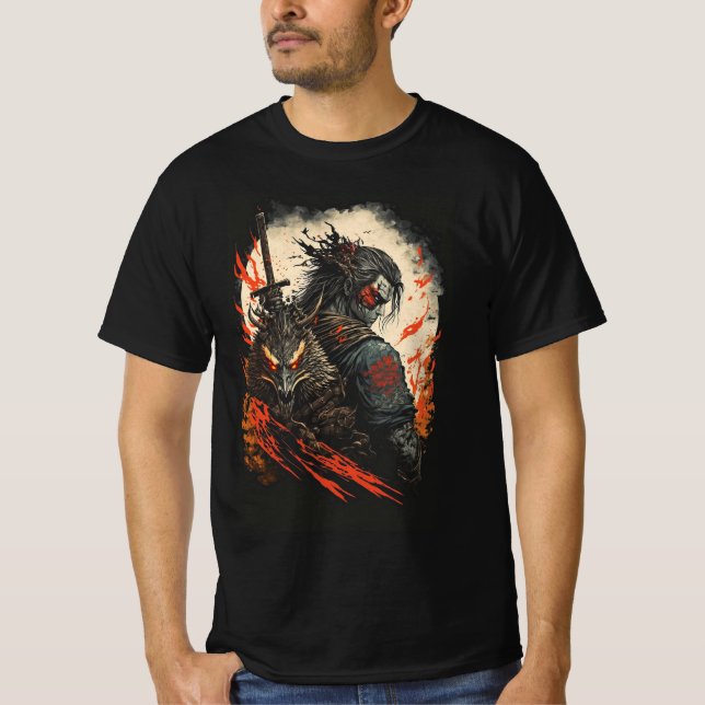 Camiseta Sombra de Samurai - Guerrero de la llama (Anverso)