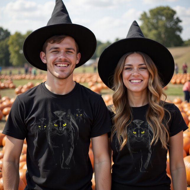 Camiseta Sombra gótica gótica moderna de gato negro espeluz (Subido por el creador)