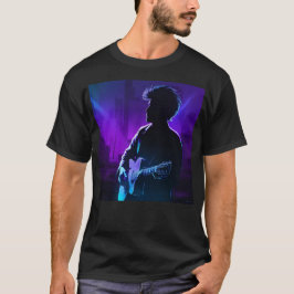 Camiseta Sombra jugador - Guitarista neón en morado y azul