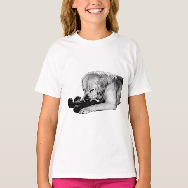 Camiseta Sombra - Labrador con oso (Anverso)