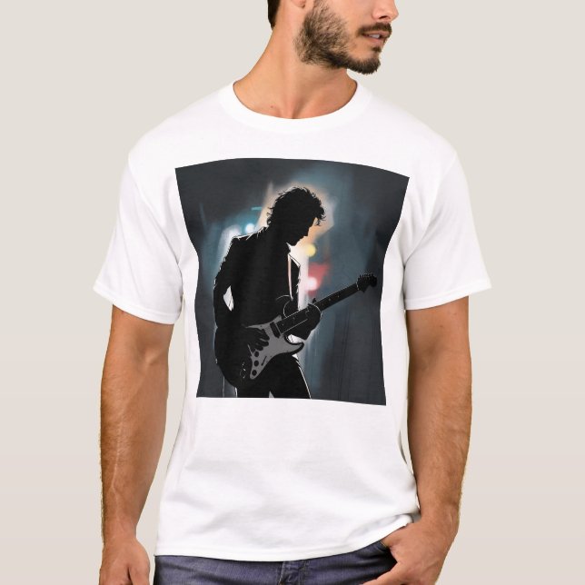 Camiseta Sombra - Misterioso Silhoue de guitarra eléctrica (Anverso)