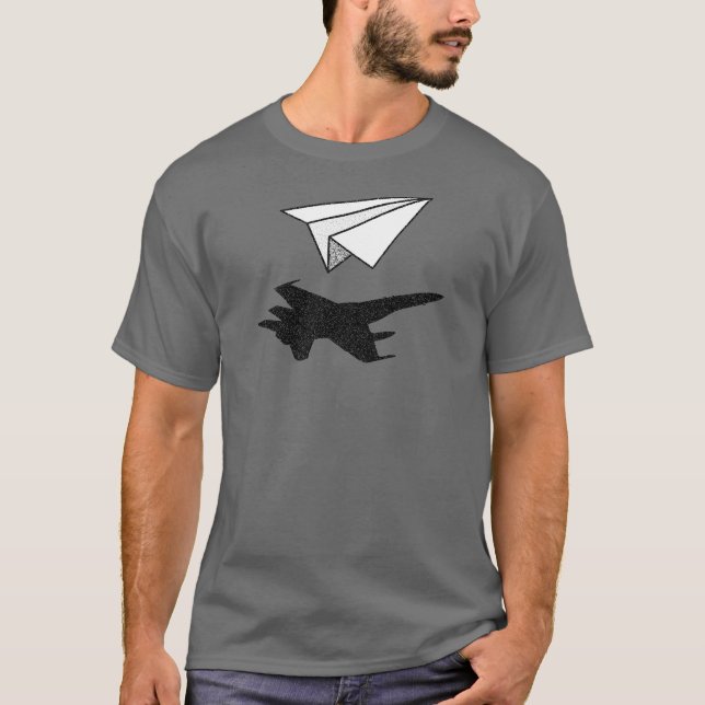 Camiseta Sombra plana de papel del avión de combate (Anverso)