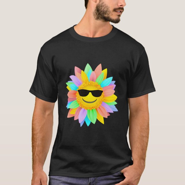Camiseta Sombras de sonrisa arcoiris de girasol (Anverso)