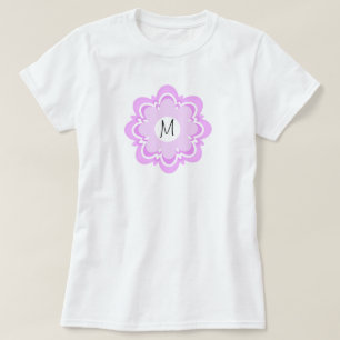 Camiseta Sombras del diseño morado floral Añadir inicial