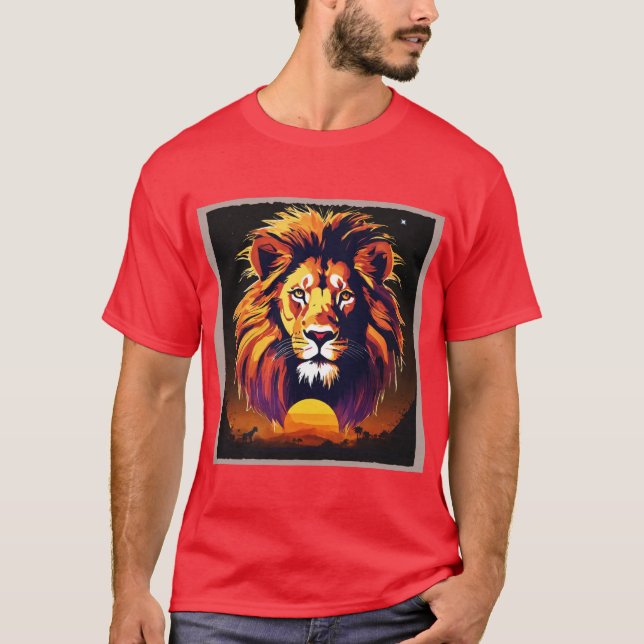 Camiseta "Sombras majestuosas: Diseño de León de Silhouette (Anverso)