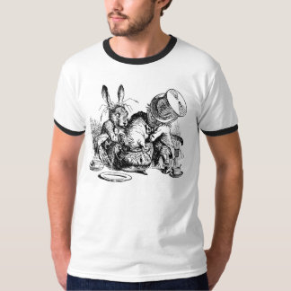 Camiseta Sombrerero enojado y liebres de marzo dunking el