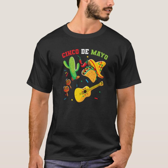 Camiseta Sombrero Chili Cactus Guitarra Mexicana Fiesta Cin (Anverso)