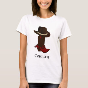 Camiseta Sombrero Country & Botas Marrones