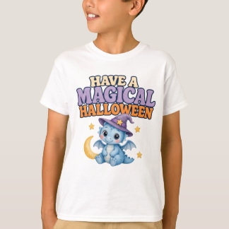 Camiseta Sombrero de Bruja Azul Bebé Dragón Mágico Hallowee