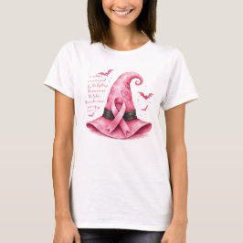 Camiseta Sombrero de bruja con lazo rosa Conciencia del cán