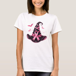 Camiseta Sombrero de bruja con lazo rosa Conciencia del cán