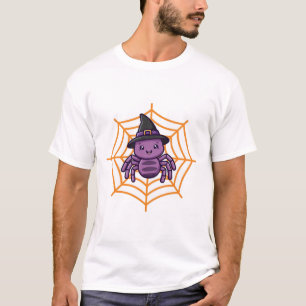 Camiseta Sombrero de Bruja de Araña Bonita Arte de Hallowee