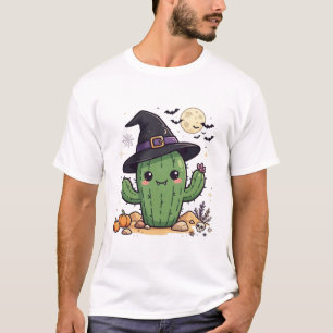 Camiseta Sombrero de Bruja de Cactus Espeluznante Arte de H