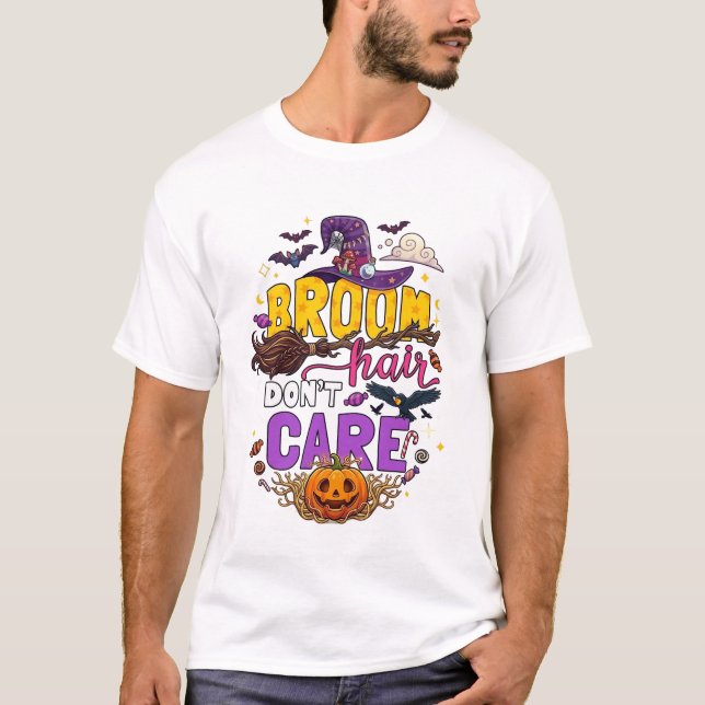 Camiseta Sombrero de bruja de Halloween Cabello de escoba N (Anverso)