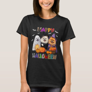 Camiseta Sombrero de bruja de Halloween de perro Pomerania