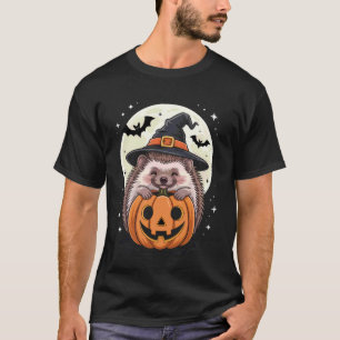 Camiseta Sombrero de Bruja de Halloween Erizo Calabaza Espe