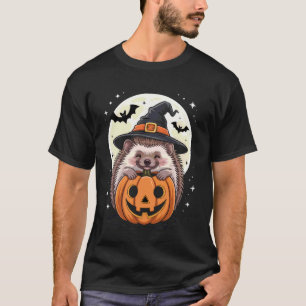 Camiseta Sombrero de Bruja de Halloween Erizo Calabaza Espe