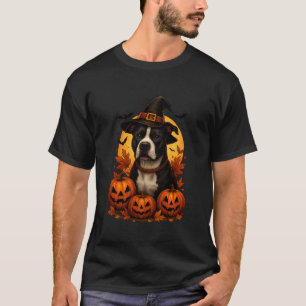 Camiseta Sombrero de bruja de Halloween Pitbull Calabaza Am