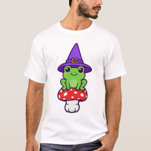 Camiseta Sombrero de Bruja de Rana Arte de Halloween Lindo