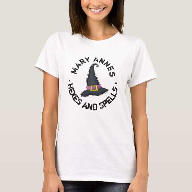 Camiseta Sombrero de Bruja Divertido y Lindo de Halloween (Anverso)