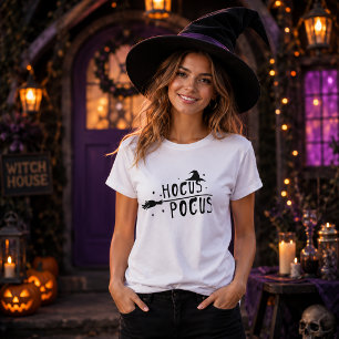 Camiseta Sombrero de Bruja Escoba Hocus Pocus Halloween