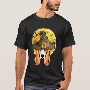 Camiseta Sombrero de Bruja Galgo con Luna Halloween Perro