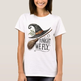 Camiseta Sombrero de brujas de Halloween Escoba