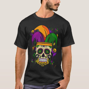 Camiseta Sombrero de Bufón de Cráneo de Azúcar Carnaval de 