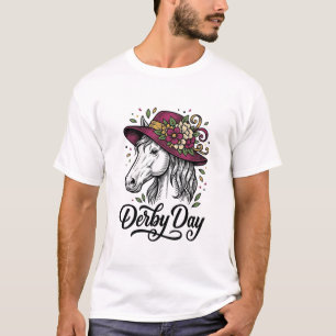 Camiseta Sombrero de caballo floral del día del derby graba