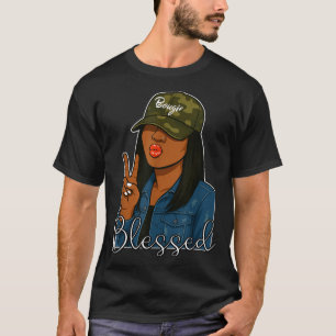 Camiseta Sombrero de camuflaje bendito Bougie Mujer negra c