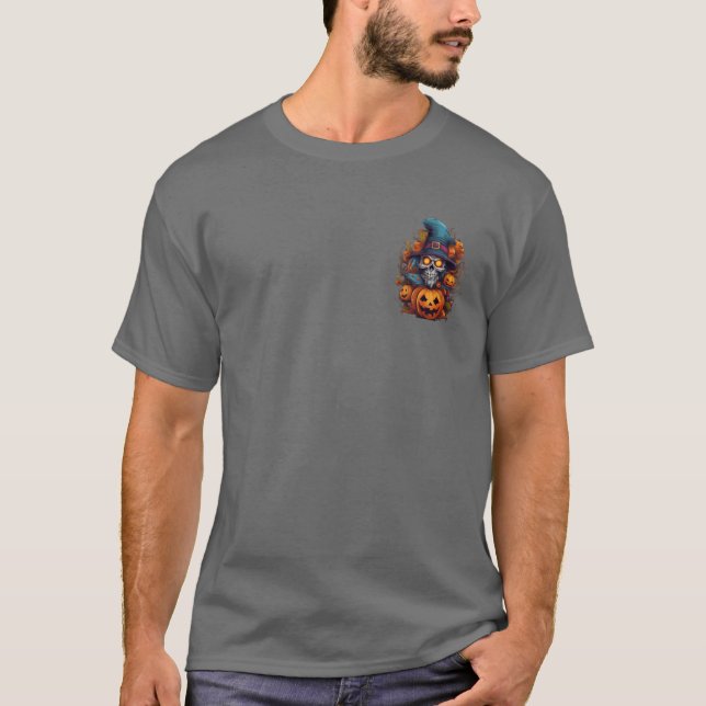 Camiseta Sombrero de copa alto de esqueleto azul de Hallowe (Anverso)
