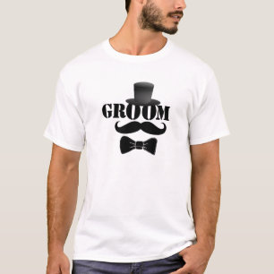 Camiseta Sombrero de copa divertido del novio y bigote