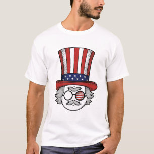Camiseta Sombrero de copa patriótico al revés Cara de dibuj
