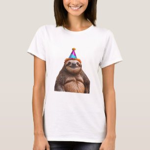 Camiseta Sombrero de cumpleaños de perezoso grueso regalo m