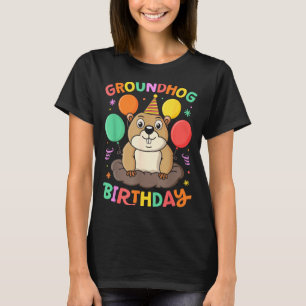 Camiseta Sombrero de cumpleaños del Día de la Marmota Globo