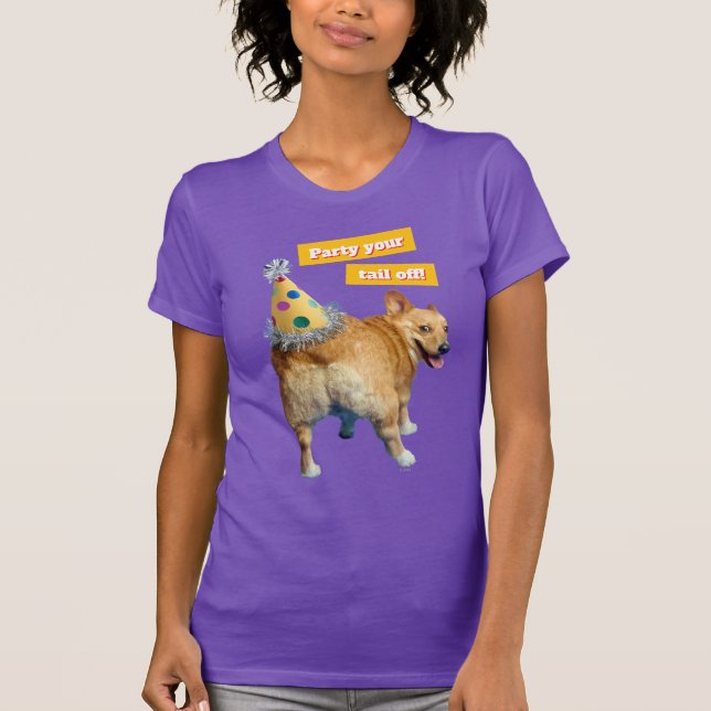 Camiseta Sombrero de cumpleaños para culo de Corgi (Anverso)
